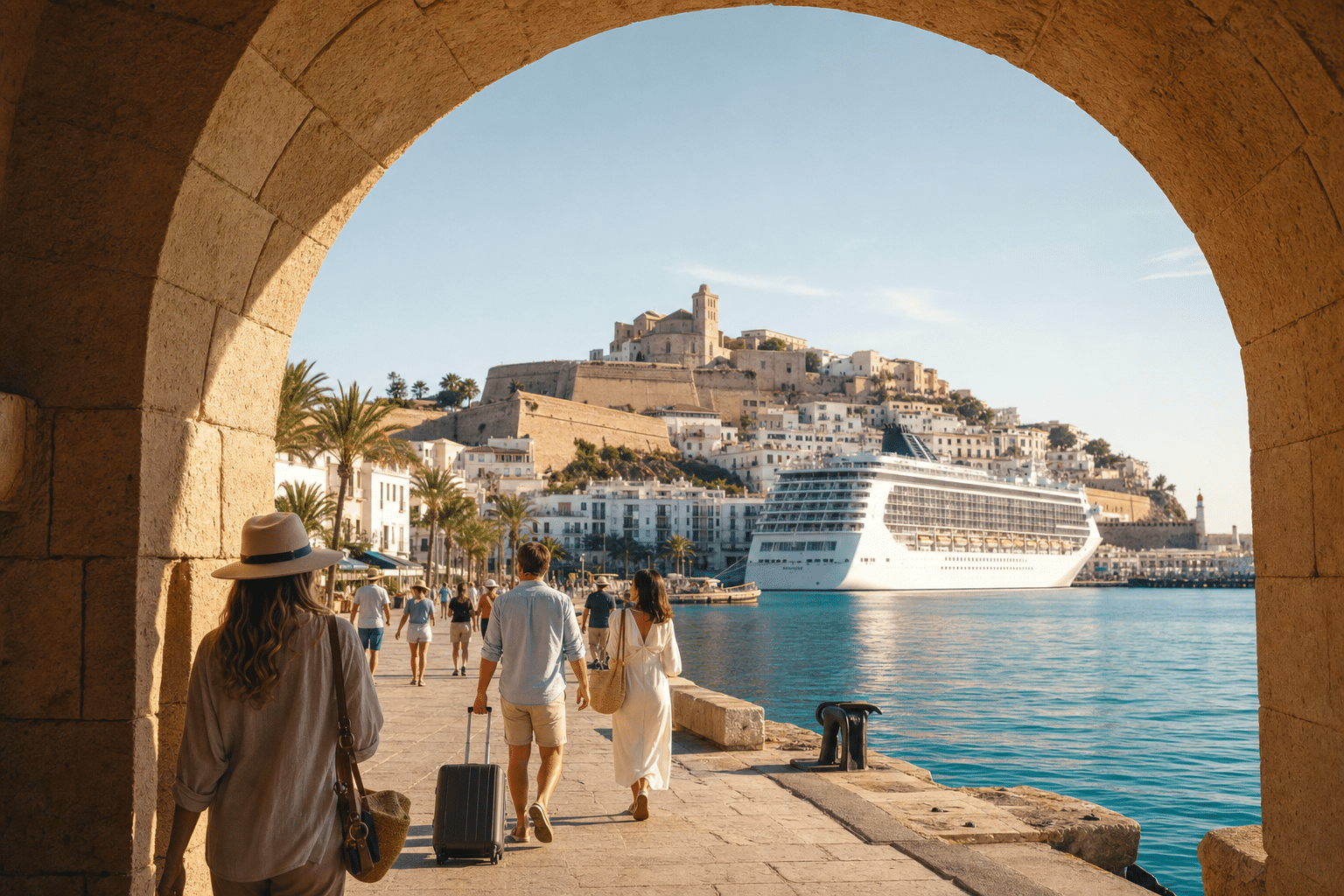 Vue de la marina et du château d'Ibiza.