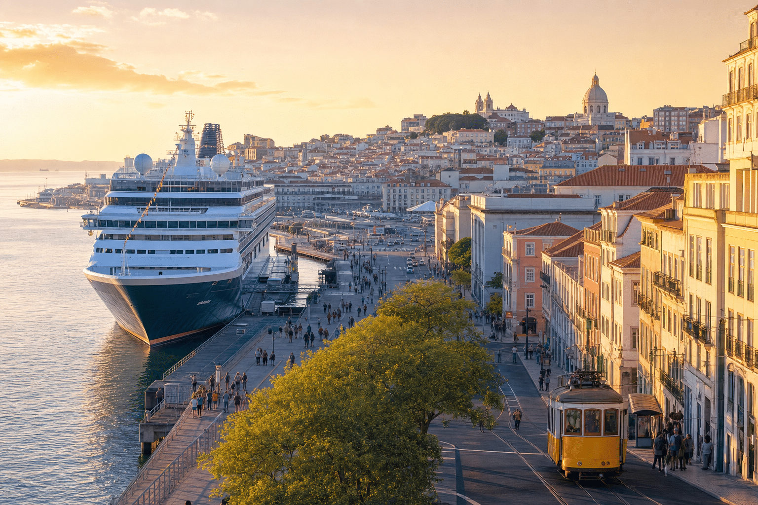 Croisière à Lisbonne au coucher du soleil.